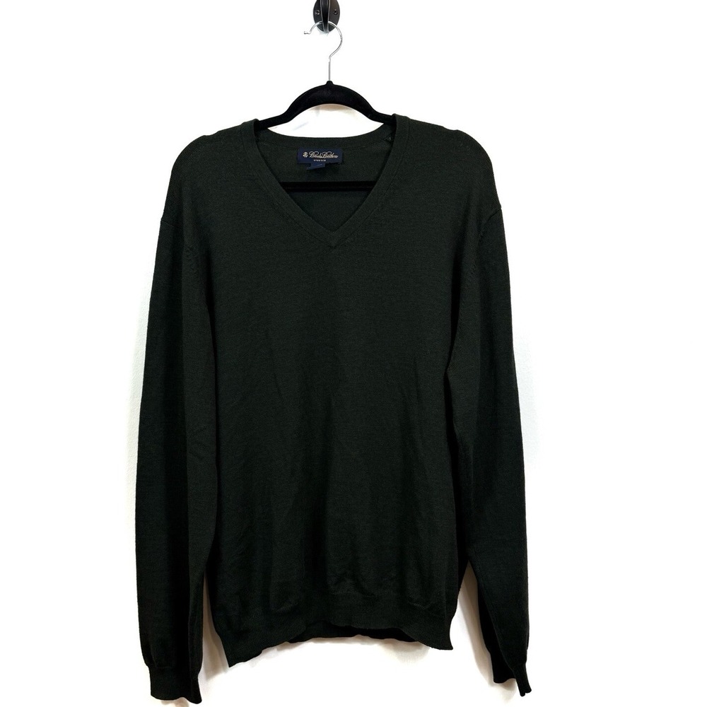 Brooks Brothers Stretch‎ Men's Sweater Size XL Merino Wool Knit Pullover Green